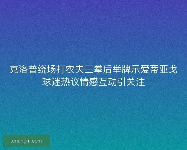 克洛普绕场打农夫三拳后举牌示爱蒂亚戈球迷热议情感互动引关注