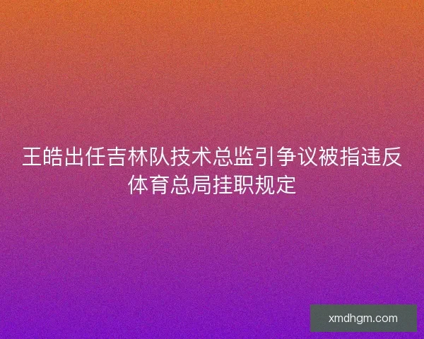 王皓出任吉林队技术总监引争议被指违反体育总局挂职规定